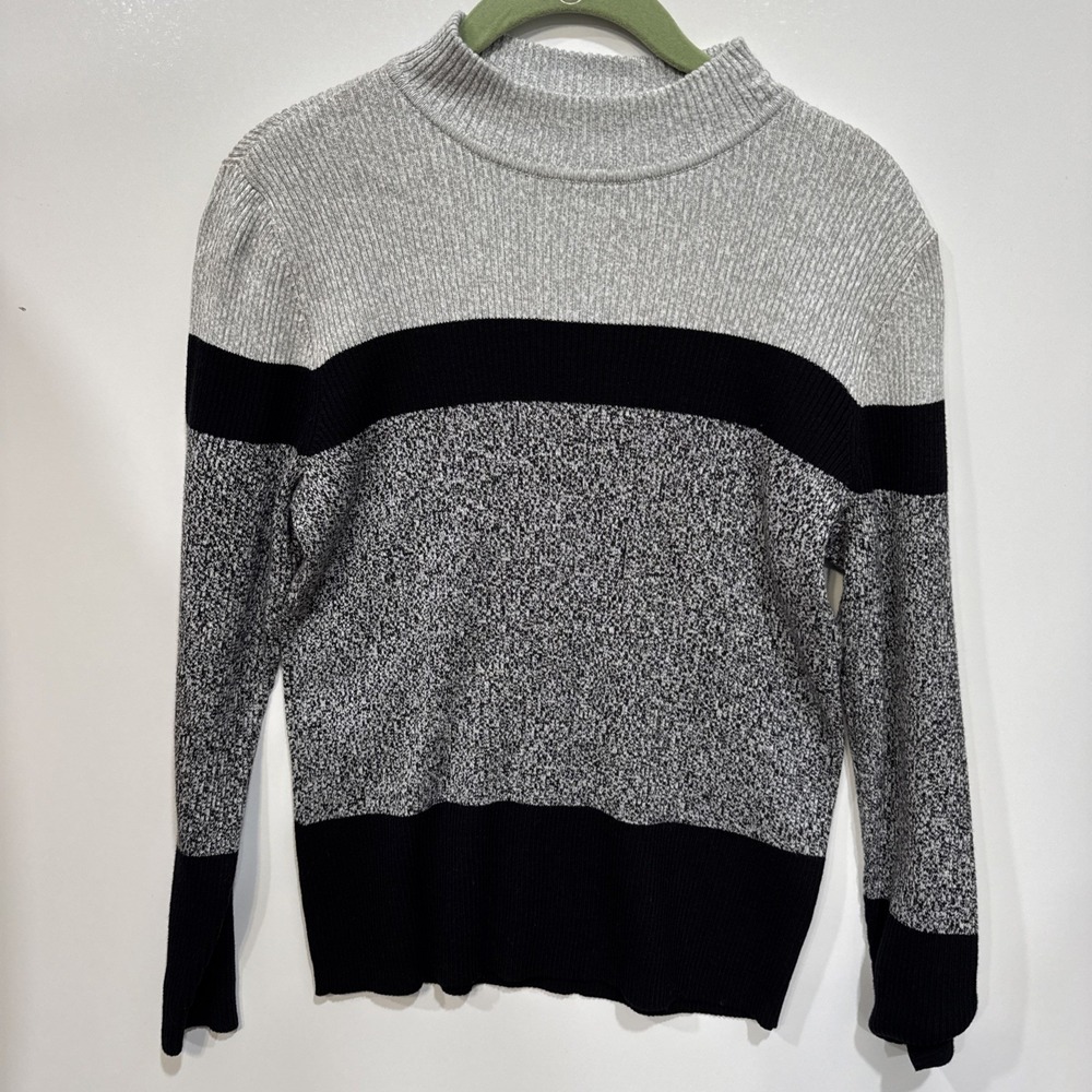 Karen Scott Women‎ Pullover Sweater Black And Gray Petites M New With Tags